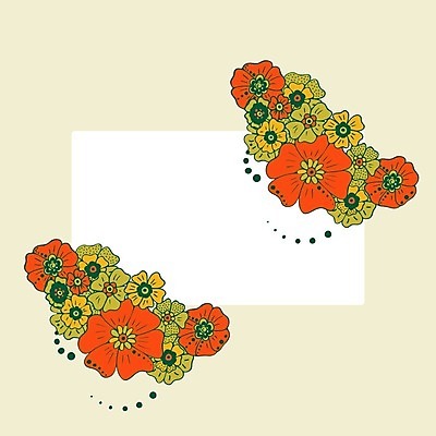 EPS 해외이미지 꽃 꽃무늬 일러스트 프레임 사람없음 노란색 주황색 공백 해외202008 해외일러스트 식물 컬러 무늬 파일형식 벡터