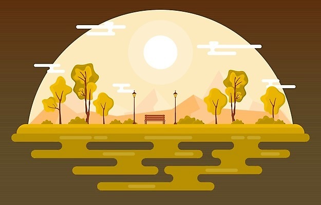 EPS 해외이미지 나무 무료이미지 계절 공원 일러스트 사람없음 갈색 노란색 가을 풍경종 해외202008 해외일러스트 식물 공공시설 컬러 종 파일형식 벡터 무료콘텐츠