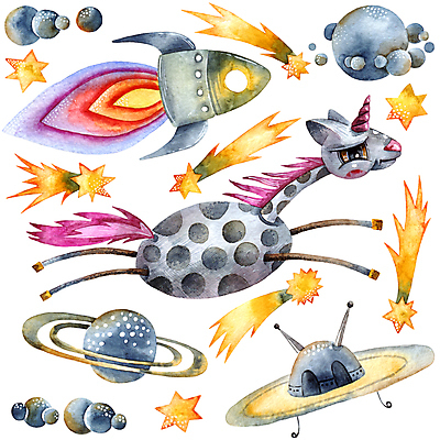포토 JPG 해외이미지 동물 캐릭터 별 일러스트 하늘 수채화 요정 미술 사람없음 장식 세트 컬러풀 우주 행성 로켓 그리기 인쇄 만화 수집 그림 복고 UFO 손그림 고립 유니콘 혜성 해외202008 해외포토 자연요소 컬러 모션 문화예술 미확인물체 파일형식