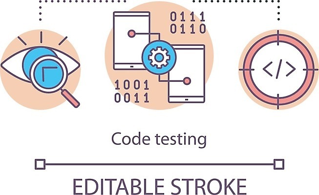 EPS 해외이미지 일러스트 돋보기 사람없음 스마트폰 디지털 스크린 설정 개발 프로그램 코딩 해외202008 해외일러스트 핸드폰 스마트기기 컴퓨터교육 파일형식 벡터