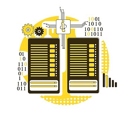 EPS 해외이미지 화살표 일러스트 그래프 사람없음 스마트폰 노란색 디지털 자료 네트워크 스마트 저장 톱니바퀴 해외일러스트 컬러 컨셉 핸드폰 스마트기기 파일형식 벡터