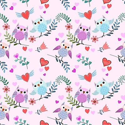EPS 해외이미지 분홍색 패턴 일러스트 사랑 사람없음 하트 부엉이 해외202008 해외일러스트 모양 감정 컬러 무늬 조류 파일형식 벡터