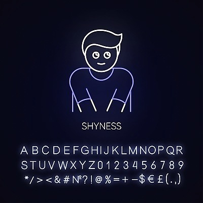 EPS 해외이미지 감정 얼굴 일러스트 사람없음 표현 수줍음 네온 해외202008 해외일러스트 신체부위 파일형식 벡터