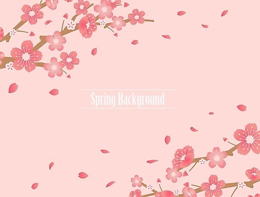 EPS 해외이미지 꽃잎 꽃 분홍색 일러스트 타이포그라피 사람없음 벚꽃 나뭇가지 해외202008 해외일러스트 나무 식물 문자 컬러 파일형식 벡터