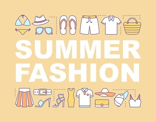 EPS 해외이미지 옷 패션 일러스트 타이포그라피 사람없음 여름옷 레터링 해외202008 해외일러스트 문자 파일형식 벡터 여름_계절