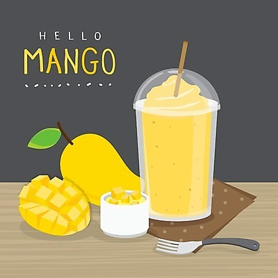 EPS 해외이미지 조각 포크 일러스트 단면 빨대 사람없음 냅킨 망고 스무디 해외202008 해외일러스트 식기 음료 열대과일 파일형식 벡터