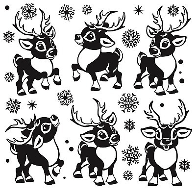 EPS 해외이미지 무료이미지 크리스마스 겨울 여러마리 일러스트 사슴 흑백 사람없음 세트 눈송이 사슴캐릭터 해외202008 해외일러스트 계절 기념일 동물캐릭터 다수 포유류 촬영기법 눈 파일형식 벡터 무료콘텐츠
