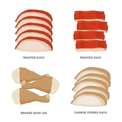 EPS 해외이미지 일러스트 식재료 사람없음 슬라이스 오리고기 해외202008 해외일러스트 오리 육류 파일형식 벡터