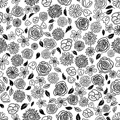 EPS 해외이미지 꽃 백그라운드 잎 꽃무늬 패턴 일러스트 사람없음 검은색 패턴백그라운드 해외202008 해외일러스트 식물 컬러 무늬 파일형식 벡터