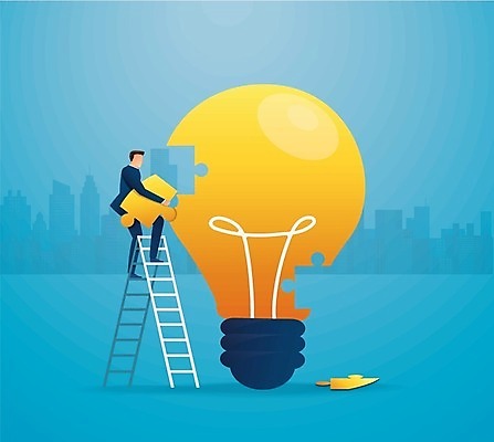 EPS 해외이미지 무료이미지 디자인 남자 컨셉 일러스트 비즈니스 전구 사다리 아이디어 한명 들기 성인 파란색 비즈니스맨 퍼즐조각 오르기 얼굴없음 성인남자한명만 해외202008 해외일러스트 1 컬러 조각 모션 사람 도구 직장인 퍼즐 남자한명만 성인남자만 파일형식 벡터 무료콘텐츠