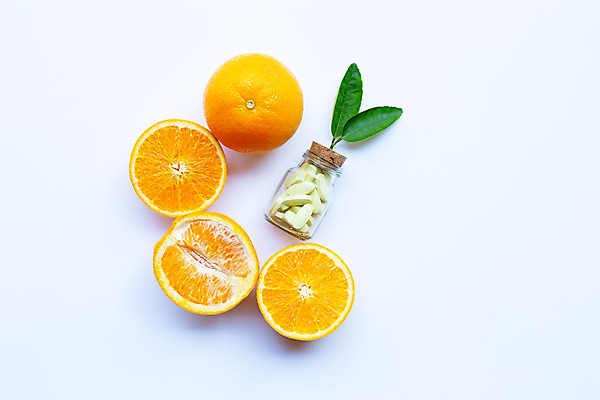 포토 JPG 해외이미지 조각 잎 오렌지 사람없음 신선 플랫 달콤 약병 비타민C 해외202008 해외포토 식물 과일 약 맛 비타민 병_담는 파일형식