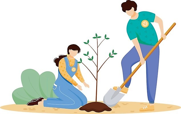 EPS 해외이미지 전신 커플 여자 남자 일러스트 자연 함께함 들기 성인 두명 농부 무릎꿇기 삽 원예 돌봄 모종 묘목 심기 헬프 성인만 해외202008 해외일러스트 나무 직업 컨셉 관계 모션 사람 취미 도움 생태계 파일형식 벡터