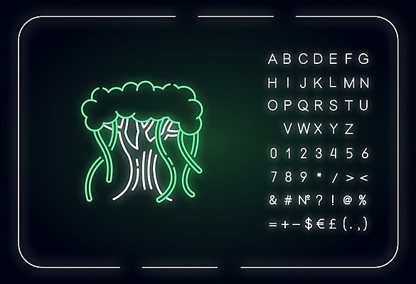 EPS 해외이미지 일러스트 사람없음 네온 보리수나무 해외202008 해외일러스트 나무 파일형식 벡터