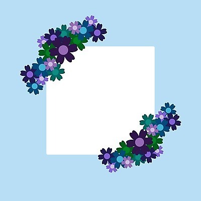 EPS 해외이미지 꽃 꽃무늬 일러스트 프레임 사람없음 파란색 공백 해외202008 해외일러스트 식물 컬러 무늬 파일형식 벡터