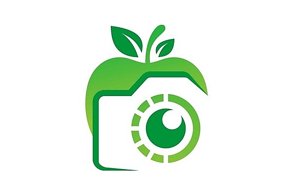 EPS 해외이미지 일러스트 나뭇잎 사람없음 초록색 카메라 사과 에코 해외202008 해외일러스트 컬러 잎 과일 전자제품 환경 파일형식 벡터