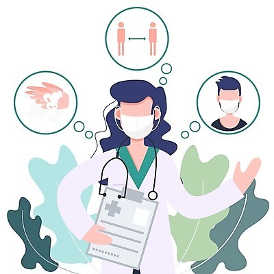 EPS 해외이미지 무료이미지 여자 남자 일러스트 마스크 들기 상반신 성인 두명 건강관리 의사 예방 손씻기 마스크착용 서류판 얼굴없음 성인만 감기예방 사회적거리두기 해외202008 해외일러스트 캠페인 모션 건강 관리 사람 사무용품 의료진 씻기 사회이슈 파일형식 벡터 무료콘텐츠