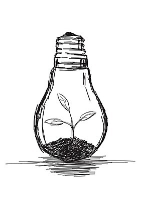 EPS 해외이미지 식물 컨셉 잎 일러스트 전구 자연 아이디어 초록색 빛 환경 재활용 에너지 성장 램프 낙서 에코 손그림 내추럴 혁명 해외202008 해외일러스트 컬러 조명 친환경 생태계 파일형식 벡터