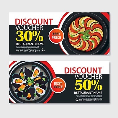 EPS 해외이미지 무료이미지 일러스트 요리 사람없음 세일 식당 상품권 쿠폰 프랑스음식 해외202008 해외일러스트 서양음식 상점 파일형식 벡터