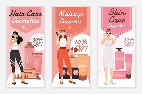 EPS 해외이미지 전신 무료이미지 디자인 배너 여자 포스터 분홍색 일러스트 들기 성인 세명 세일 화장품 피부관리 팩 헤어관리 헤어팩 성인여자만 해외202008 해외일러스트 컬러 모션 사람 뷰티 헤어용품 여자만 성인만 파일형식 벡터 무료콘텐츠