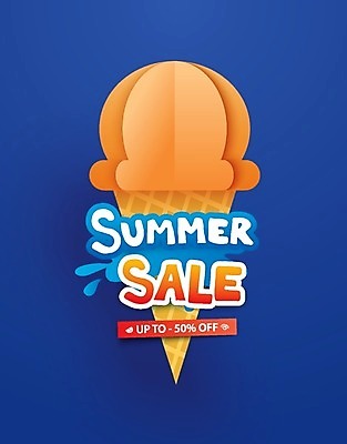 EPS 해외이미지 일러스트 사람없음 세일 주황색 물방울 웅덩이 콘아이스크림 50% 해외202008 해외일러스트 컬러 아이스크림 퍼센트 파일형식 벡터