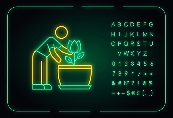 EPS 해외이미지 꽃 일러스트 사람없음 초록색 개화 원예 네온 해외202008 해외일러스트 식물 컬러 취미 파일형식 벡터