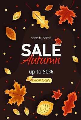 EPS 해외이미지 무료이미지 디자인 배너 단풍 잎 일러스트 사람없음 세일 가을 해외202008 해외일러스트 식물 계절 파일형식 벡터