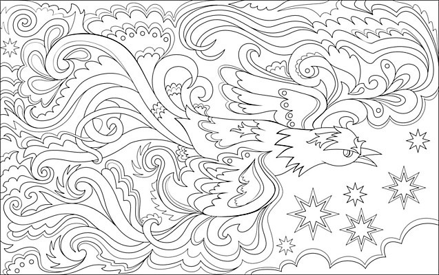 EPS 해외이미지 일러스트 조류 동화 사람없음 화려 윤곽 젠탱글 해외202008 해외일러스트 동물 컨셉 파일형식 벡터