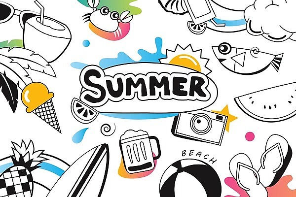 EPS 해외이미지 포스터 일러스트 휴식 아이스크림 맥주 어류 사람없음 여름휴가 파티 게 화려 휴양지 손그림 코코넛주스 해외202008 해외일러스트 컨셉 휴가 디저트 주류 갑각류 이벤트 수중동물 주스 장소 코코넛 파일형식 벡터 여름_계절