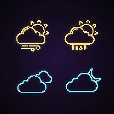 EPS 해외이미지 구름 일러스트 날씨 사람없음 태양 달 네온 흐림 해외202008 해외일러스트 자연요소 파일형식 벡터