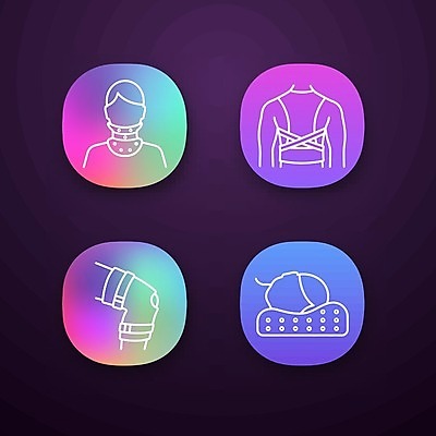 EPS 해외이미지 일러스트 의료기기 베개 사람모양 사람없음 도움 붕대 깁스 무릎보호대 보조기구 정형외과 해외202008 해외일러스트 모양 컨셉 의학 침구 병원 기구 의료용품 파일형식 벡터