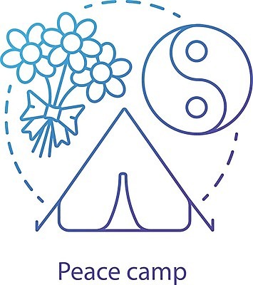 EPS 해외이미지 꽃다발 일러스트 텐트 사람없음 평화 캠핑 해외202008 해외일러스트 꽃 컨셉 레저 캠핑도구 파일형식 벡터