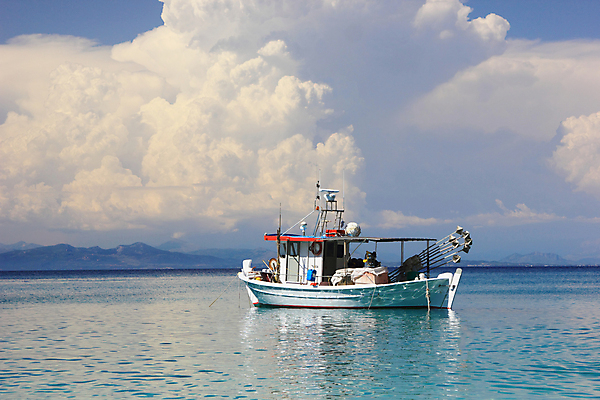 포토 JPG 해외이미지 산업 바다 낚시 어류 사람없음 파란색 보트 그리스 그리스인 이국적 터키석 해외202008 해외포토 서양인 유럽 컬러 배_교통 레저 수중동물 보석 파일형식