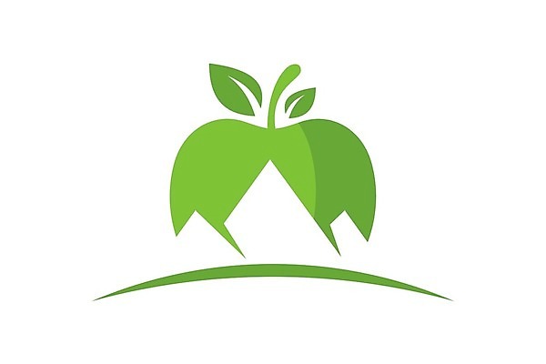 EPS 해외이미지 일러스트 나뭇잎 산 사람없음 초록색 사과 에코 해외202008 해외일러스트 컬러 잎 과일 환경 파일형식 벡터