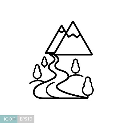 EPS 해외이미지 디자인 여행 일러스트 비즈니스 자연 산 풍경 야외 물 강 골짜기 계곡 얼음 바위 심볼 언덕 사인 고립 원정 절정 해외202008 해외일러스트 자연요소 돌_바위 생태계 파일형식 벡터