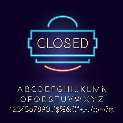 EPS 해외이미지 일러스트 간판 사람없음 닫기 심플 네온 해외202008 해외일러스트 모션 파일형식 벡터