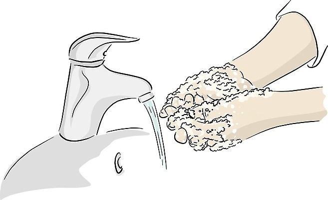 EPS 해외이미지 라이프스타일 손 일러스트 신체부위 청결 거품 세면대 수도꼭지 예방 손씻기 위생관리 코로나바이러스 해외202008 델타변이바이러스 해외일러스트 관리 사람 생활 바이러스 위생 씻기 파일형식 벡터