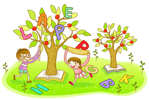 EPS 나무 식물 문자 학생 알파벳 영어 여자 어린이교육 교육 열매 남자 어린이 일러스트 교과목 상상 영어교육 사람 소녀 소년 야외 두명 책 바구니 광주리 수확 체험학습 막대기 장대 사과 과일나무 조기교육 사과나무 두그루 획득 과일따기 따기 사과따기 어린이만 국내일러스트 2 농업 과일 체험 파일형식 벡터