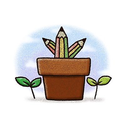 PSD 식물 구름 아이콘 교육 화분 페인터 문구용품 사람없음 필기구 연필 새싹 초크 2D아이콘 자연요소 페인팅 학용품 오브젝트 파일형식