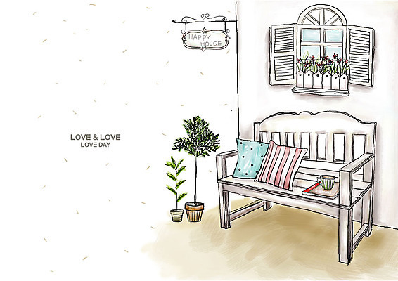 PSD 식물 화분 커피 가구 백그라운드 쿠션 의자 일러스트 창문 간판 사람없음 야외 책 인테리어 커피잔 화단 국내일러스트 디자인 음료 생활용품 잔 파일형식