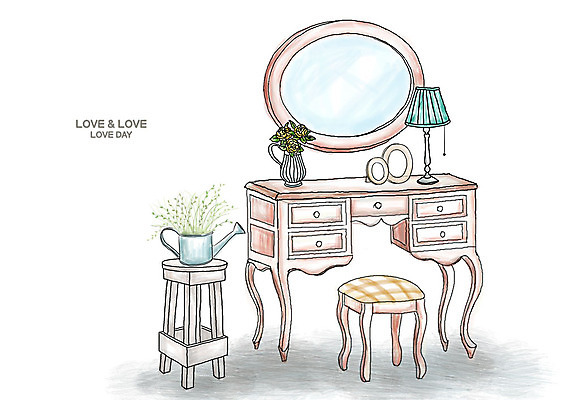 PSD 식물 화분 가구 액자 백그라운드 의자 일러스트 조명 실내 사람없음 인테리어 꽃병 거울 물뿌리개 스탠드 화장대 국내일러스트 디자인 꽃 생활용품 내부 파일형식