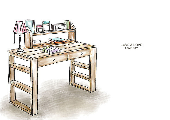 PSD 가구 백그라운드 일러스트 책장 실내 사람없음 책 인테리어 스탠드 책상 라디오 국내일러스트 디자인 생활용품 조명 내부 전자제품 파일형식