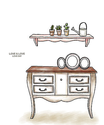 PSD 식물 접시 화분 가구 백그라운드 일러스트 선반 선인장 실내 사람없음 인테리어 물뿌리개 서랍장 국내일러스트 식기 디자인 생활용품 내부 파일형식