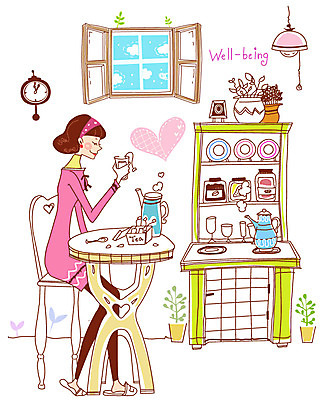 EPS 전신 문자 우먼라이프 라이프스타일 접시 웰빙 알파벳 영어 여자 화분 여유 시계 의자 일러스트 창문 탁자 주전자 티타임 휴식 전등 조명 잔 실내 한명 들기 사람 앉기 20대 성인 컵 마시기 머리띠 단발머리 차 가스레인지 잼 찬장 벽시계 웰빙라이프 티백 여자만 여자한명만 성인여자만 청년만 청년여자만 성인한명만 청년여자한명만 성인여자한명만 성인만 국내일러스트 1 헤어스타일 식기 감정 음료 가구 컨셉 장신구 모션 주방용품 청년 내부 생활 차_음료 가전제품 레인지 소스_음식 파일형식 벡터