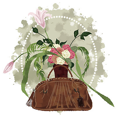 EPS 잡화 패션 꽃 백그라운드 가방 일러스트 장신구 사람없음 세로 쇼핑 장미 꽃병 핸드백 가을 백합 오브젝트 진주 토트백 가죽가방 쇼핑소품 가을배경 국내일러스트 식물 계절 보석 파일형식 벡터 가을_계절