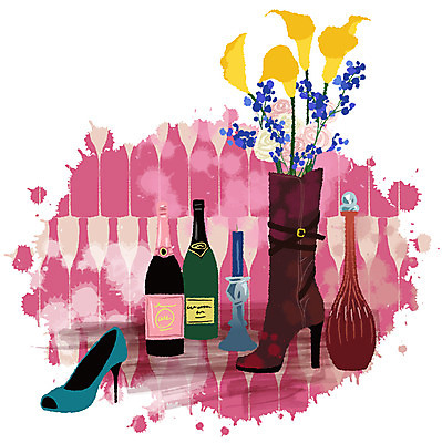 EPS 잡화 패션 꽃 음식 구두 백그라운드 일러스트 장신구 초 주류 부츠 사람없음 세로 쇼핑 장미 꽃병 하이힐 백합 샴페인 오브젝트 촛대 양주 쇼핑소품 국내일러스트 식물 음료 신발 여성화 파일형식 벡터