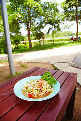 포토 JPG 주간 나무 식물 해외기획촬영 해외 그릇 접시 아시아 길 음식 외국문화 해외여행 여행 기획촬영 2009년태국 채소 벤치 의자 태국 태국문화 요리 사람없음 야외 동남아시아 샐러드 그늘 쏨땀 타이식샐러드 태국음식 국내포토 자연요소 동양문화 식기 나라 문화 가구 동양음식 파일형식