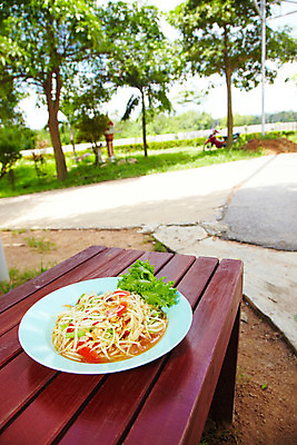 포토 JPG 주간 나무 식물 해외기획촬영 해외 그릇 접시 아시아 길 음식 외국문화 해외여행 여행 기획촬영 2009년태국 채소 벤치 의자 태국 태국문화 요리 사람없음 야외 동남아시아 샐러드 그늘 쏨땀 타이식샐러드 태국음식 국내포토 자연요소 동양문화 식기 나라 문화 가구 동양음식 파일형식