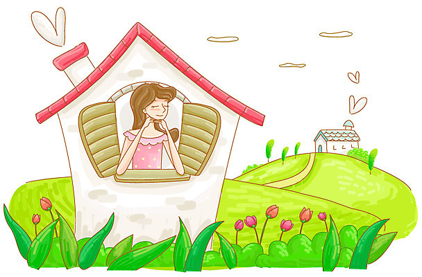 EPS 식물 구름 여자 꽃 길 꽃밭 생각 일러스트 창문 주택 굴뚝 한명 사람 초원 상반신 20대 성인 야외 건물 라이프 턱괴기 하트 언덕 여름라이프 여자만 여자한명만 성인여자만 청년만 청년여자만 성인한명만 청년여자한명만 성인여자한명만 성인만 국내일러스트 자연요소 모양 1 라이프스타일 건축물 모션 청년 생활 파일형식 벡터 여름_계절