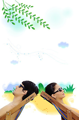 주간 PSD 구름 편집이미지 커플 여자 남자 백그라운드 휴가 휴식 사랑 사람 상반신 야외 두명 옆모습 여름 여름휴가 바캉스 선글라스 나뭇가지 선베드 이미지편집 자연요소 나무 계절 감정 안경 뷰포인트 컨셉 의자 관계 파일형식 여름_계절