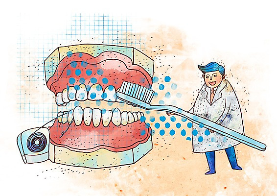 PSD 라이프스타일 남자 일러스트 의학 치과 병원 한명 사람 치료 모형 의사 양치 붓 치아 칫솔 치과의사 치아모형 잇몸 치실 남자만 남자한명만 국내일러스트 1 신체 생활 위생용품 청결 의료진 소화기관 파일형식